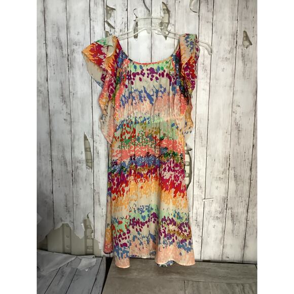 H&M Garden Collection Floral Elastic Waist Tie Dress US Size 4 Women - Picture 4 of 7